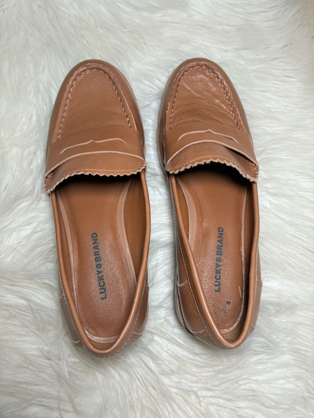 Lucky Brand Cognac Leather Penny Loafers